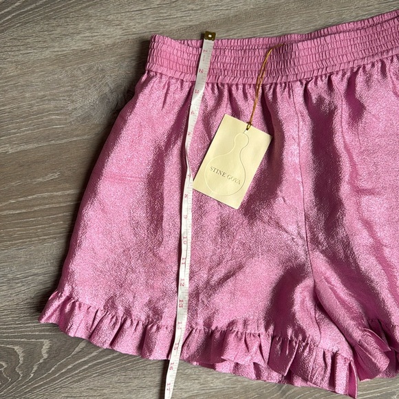 NEW STINE GOYA Joselyn Ruffled High-Waist Shorts PINK MEDIUM - Picture 9 of 10